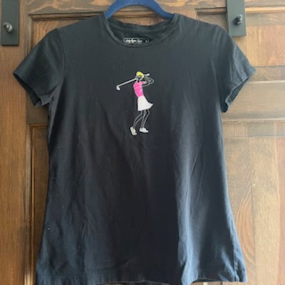 LADY HAGEN Short Sleeve Black Golf Glitter Shoes Pima Cotton